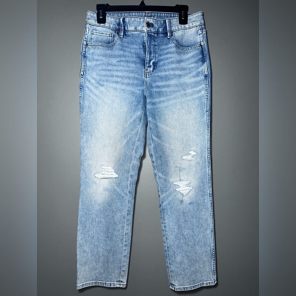 White House Black Market Sculpt High Rise Straight Jeans Light Wash 4